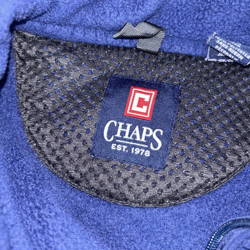 Chaps Fleece Jacket Men's Large Blue Full Zip Polyester Outdoor Hiking Y2K Coat - Picture 3 of 13